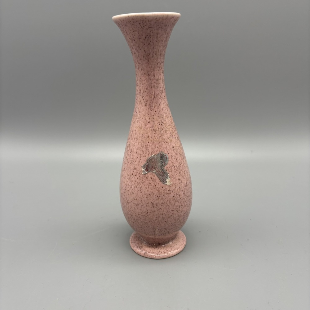 Red Wing USA Ceramic Pottery Bud Vase Pink Art Deco‎ Style Speckled